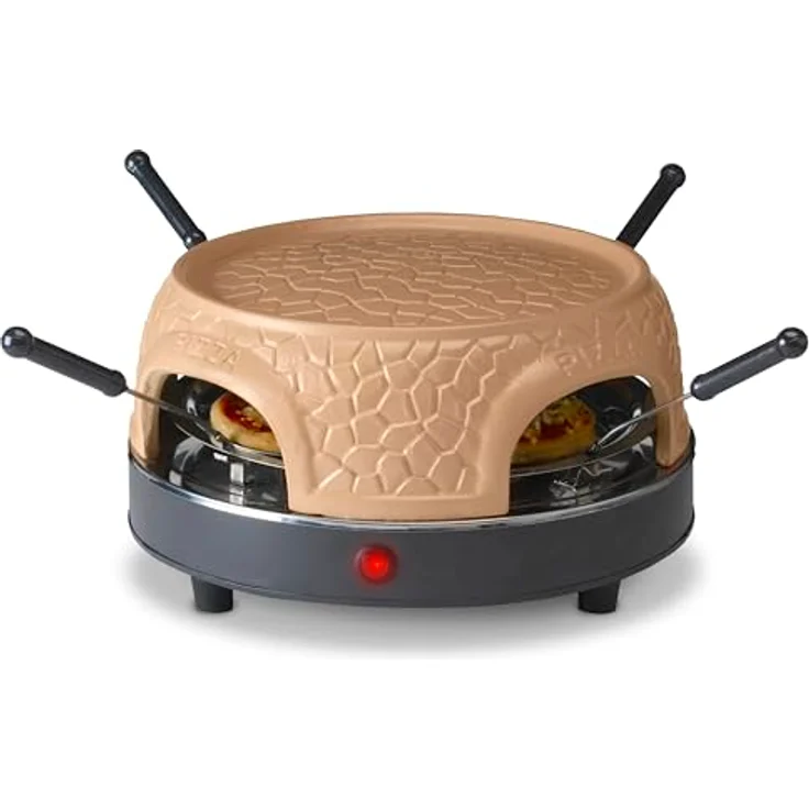 Gastronoma Pizzaofen – Pizzaofen mit Terrakottakuppel für 4 Personen – Pizzadom - 800 Watt - Zubereitung in 5-7 Minuten - mit Zubehör - Flachkuppel – Bild 3