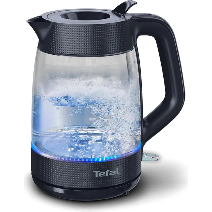 Tefal KO2G08 Wasserkocher, 1,7 l, 2000 W, Schwarz, Transparent, Glas, Regelbare Temperatur, Wasserstandsanzeige
