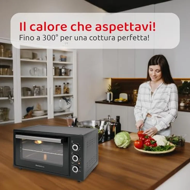 Melchioni Minibackofen 118380045, 45L Garraum mit Umluftfunktion und 300°C, manuelle Bedienung, emaillierte Innenwände – Bild 6
