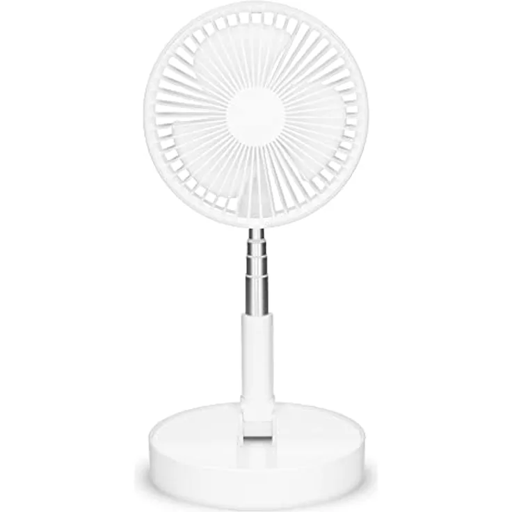 Trebs 99380 Tischventilator - Tragbar und batteriebetrieben - Teleskopständer - 10000 mAh Akku - 4 Geschwindigkeiten - weiß