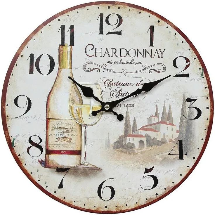 Ambiente Haus Wanduhr - Wein, 28 cm, Quarz Uhrwerk