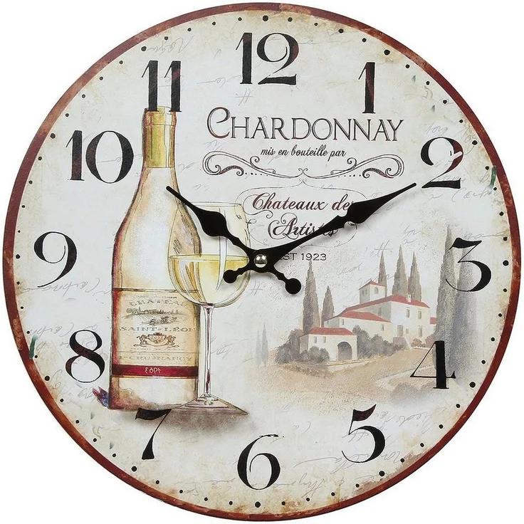 Ambiente Haus Wanduhr - Wein, 28 cm, Quarz Uhrwerk
