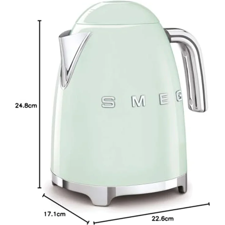 Smeg KLF03PGEU, Edelstahl-Wasserkocher, 2400W, 1,7L Volumen, mint – Bild 4