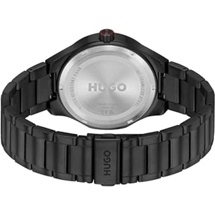HUGO Armbanduhr #LIT, 3-Zeiger-Quarzwerk, 42 mm Edelstahlgehäuse, schwarzes Zifferblatt, schwarzes Edelstahlarmband mit PVD-Beschichtung, 5 ATM wasserdicht – Bild 3