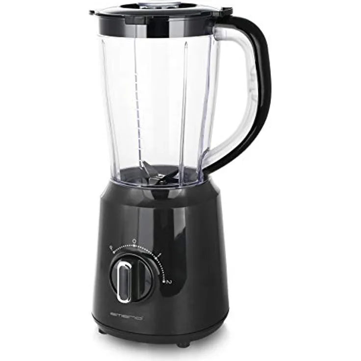 Emerio Standmixer BPA frei Crush Ice Funktion 1.5l Behälter 2 Geschwindigkeiten + Pulse Funktion Messereinheit aus Edelstahl Sicherheitsschalter geschirrspülgeeignet 500 Watt BL-12816.8 Schwarz