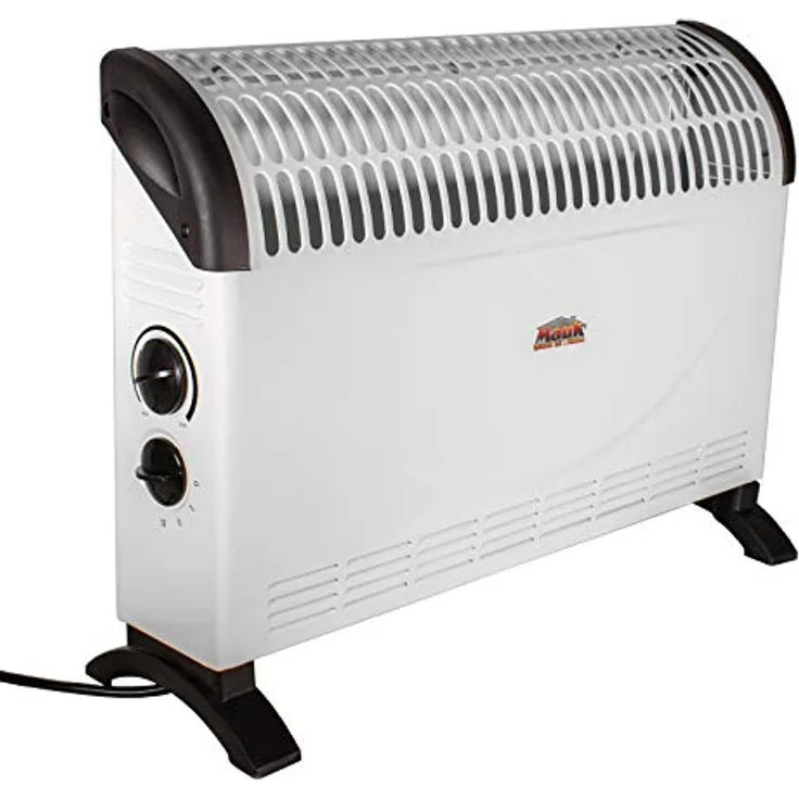 Mauk Heizlüfter Elektroheizung 3 Stufen Konvektor Heizgerät mit Tragegriff & Thermostat Camping Heizer 750/1250/2000 Watt Weiß elektrisch