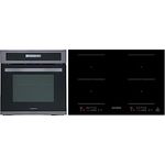 Respekta Backofen autark Black Steel Induktion 77 cm Flexzonen Slider Steuerung mit Touch Bedienung