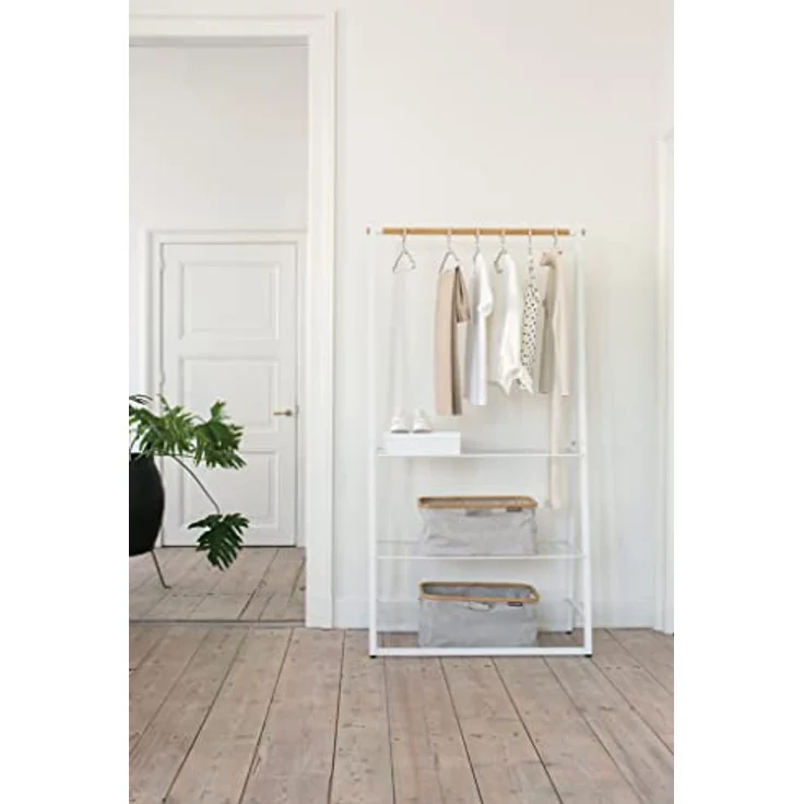 Brabantia - Kleiderständer Linn - Zwei höhenverstellbaren Regalen - Wäscheständer - Kleiderstange - Aufhängen, Lüften oder Trocknen von Kleidung - Platzsparend - Stabil und standfest - Weiss - Groß – Bild 4