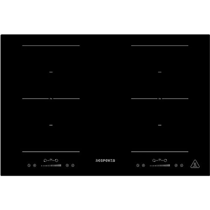 Respekta Rahmenloses Induktionskochfeld autark/Einbaukochfeld induktiv mit 4 Platten / 9 Leistungsstufen/Touch Control/Timer/Kindersicherung / 77 cm/in schwarz/KM 8800IF-28