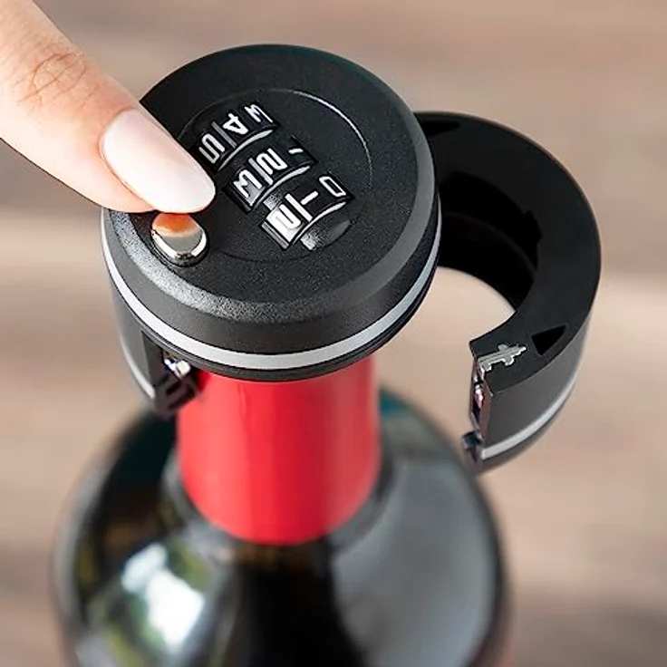 InnovaGoods Weinverschluss mit Kombination, starker ABS-Halt, Schwarz – Bild 2