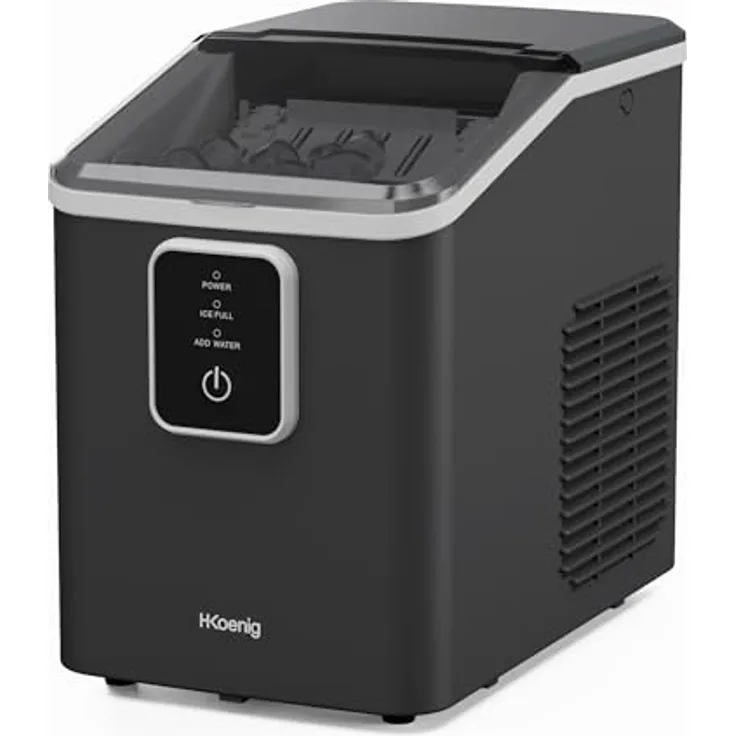 H.Koenig KUB12, Eiswürfelmaschine mit 12 kg Tagesproduktion, 2 Eiswürfelgrößen, tragbar, kompakt, leise, 1 l Tank, Eiswürfel in 6 Minuten