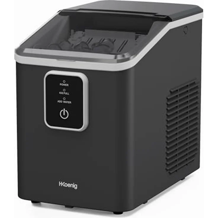H.Koenig KUB12, Eiswürfelmaschine mit 12 kg Tagesproduktion, 2 Eiswürfelgrößen, tragbar, kompakt, leise, 1 l Tank, Eiswürfel in 6 Minuten – Bild 1