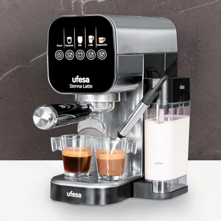 Ufesa Kaffeemaschine SIENNA LATTE, Express-Kaffeemaschine aus Edelstahl, schwarz – Bild 2