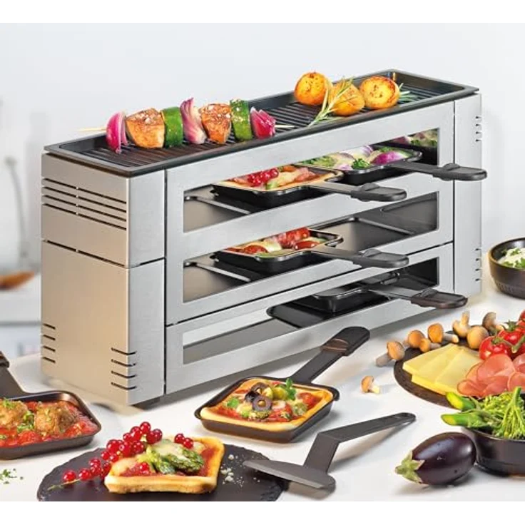 Spring Pizza Raclette 6, Silber, Alugrillplatte, 6 Personen – Bild 2