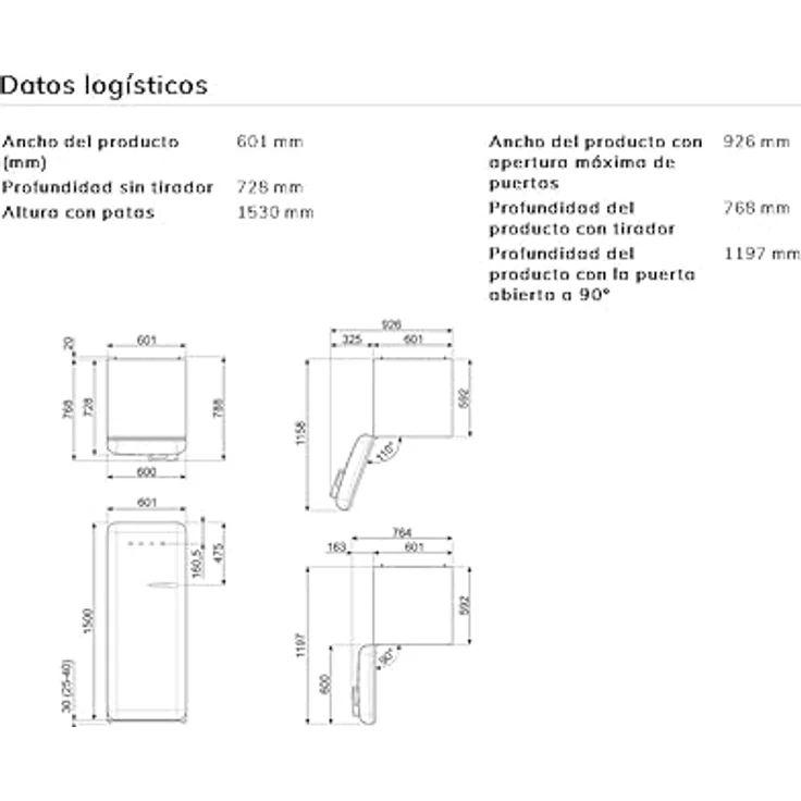Smeg FAB28LWH6, Freistehender Kühlschrank mit Gefrierfach, 50er-Jahre-Design, Anschlag Links, Weiß – Bild 7