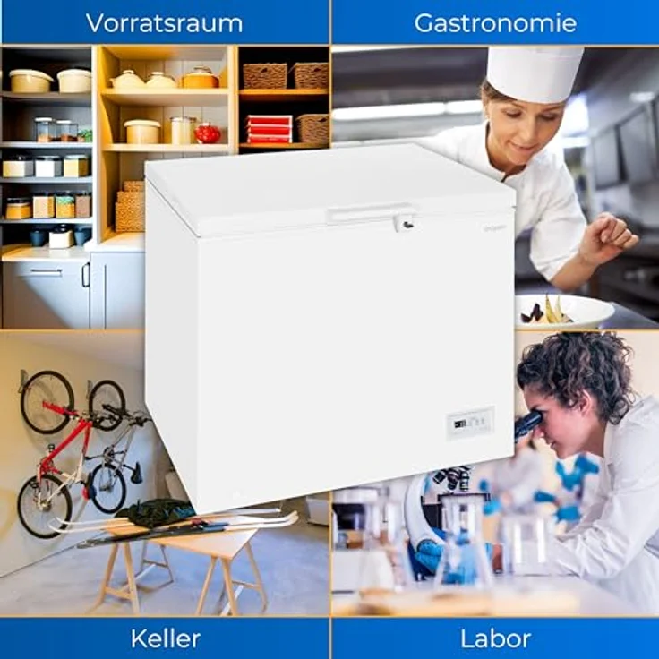 Exquisit Gefriertruhe GT265-HE-040D weiss | Tiefkühltruhe groß 254 L Volumen | 4 Sterne Gefrieren | 2 Einhängekörbe | LED-Licht – Bild 5