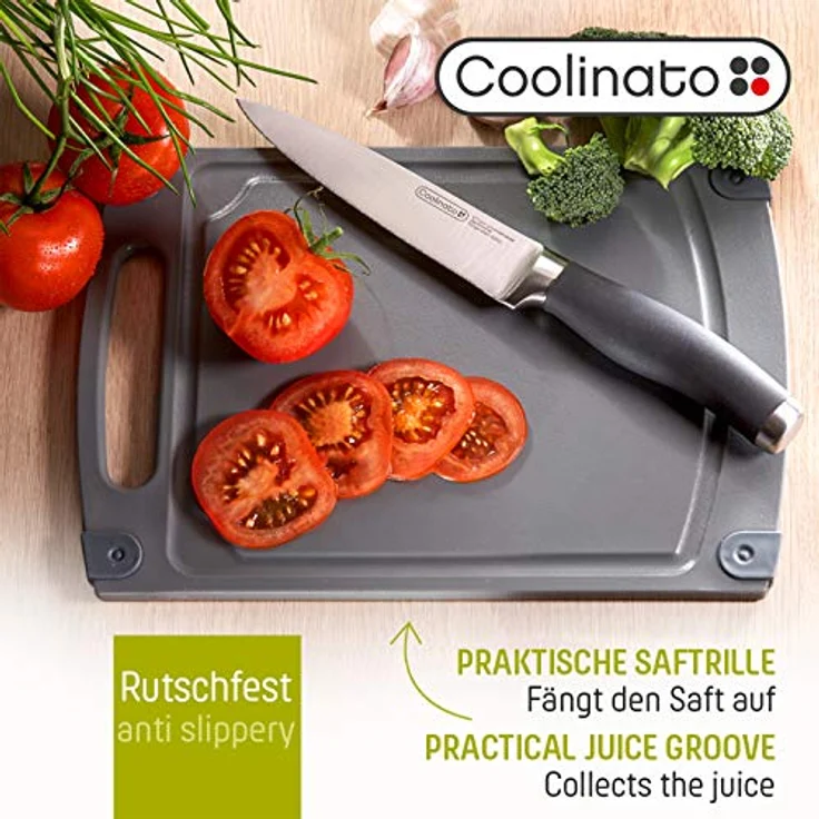 Coolinato Schneidebrett 3er Set in unterschiedlicher Größe mit Saftrille - Antibakterielle Schneidbretter, Hygienische Trennung von Lebensmitteln – Bild 4