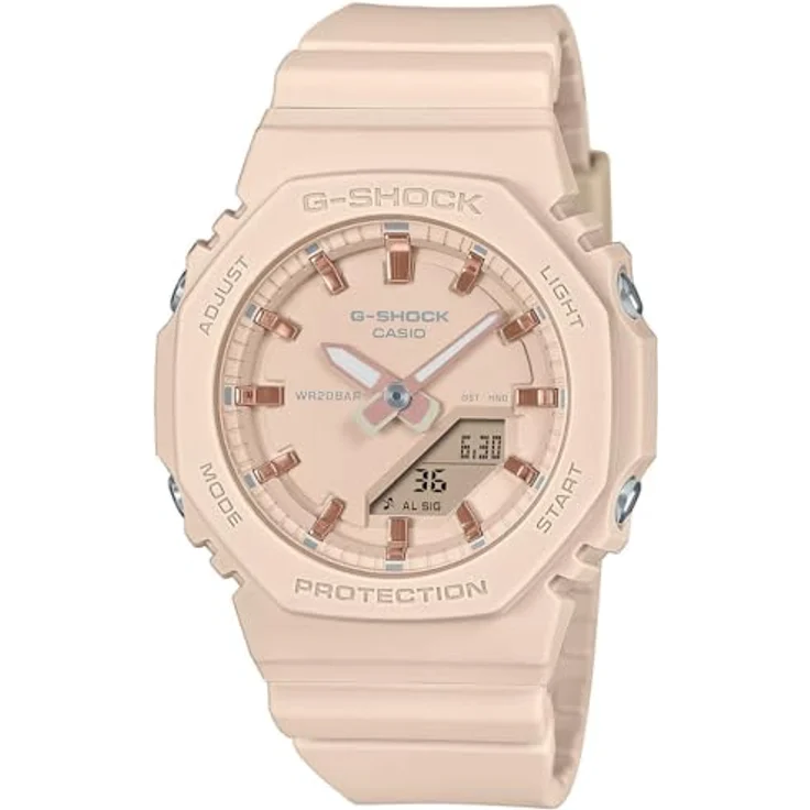 Casio G-Shock Classic Ana-Digi Damenuhr Crème GMA-P2100M-4AER, Quarzwerk, Alarm, Stoppuhr, Beleuchtung, Countdown, beige Kunststoffarmband – Bild 1