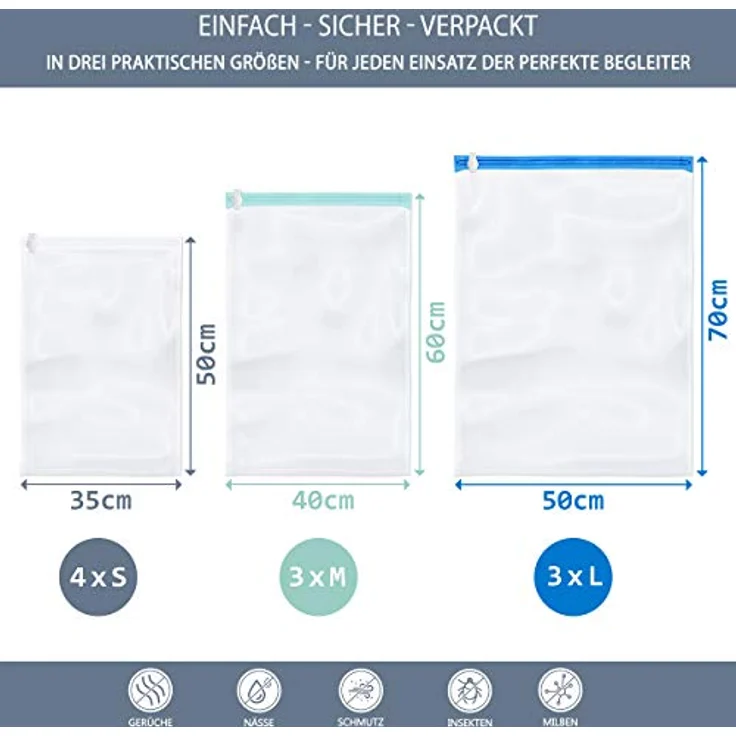 NORDIC® Vakuumbeutel für Kleidung Reise - 10 Stück (S + M + L) - BPA-frei, wiederverwendbare Kompressionsbeutel, Protects vor Feuchtigkeit und Gerüchen – Bild 2