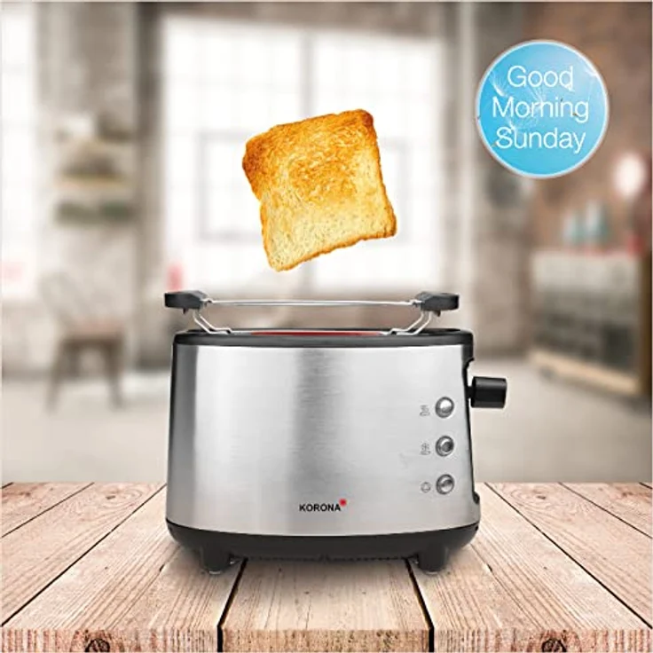 Korona Single 1-Scheiben-Toaster, 550W, inkl. Brötchenaufsatz, Auftau- und Aufwärmfunktion, platzsparend, Edelstahl, schwarz – Bild 5