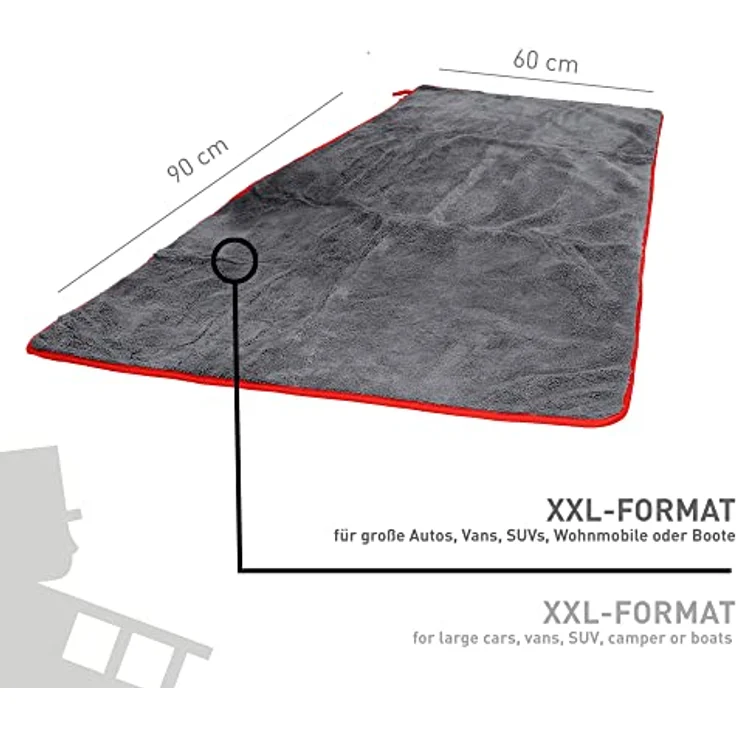 NIGRIN XXL-Trockentuch, Mikrofaser Fahrzeugpflege, 920 GSM, extrem weich, fusselfrei, 90x60 cm – Bild 5