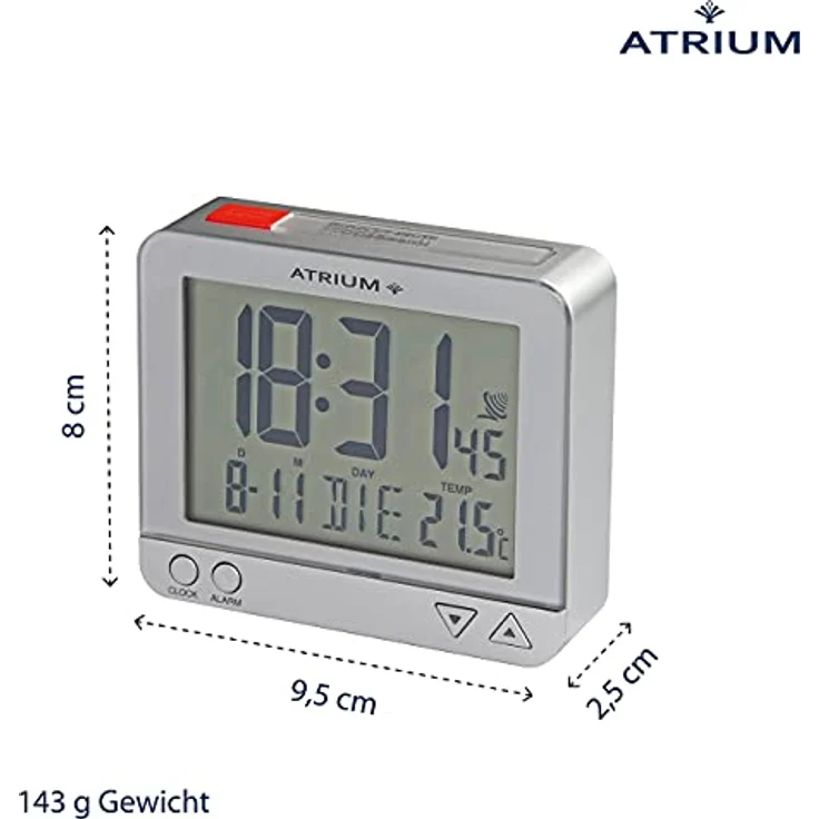 Atrium Funkwecker A760-19, Digitalwecker mit Innentemperaturanzeige, roter Beleuchtung und Schlummerfunktion – Bild 4