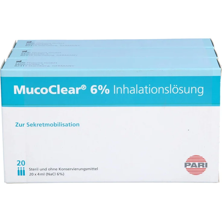 PARI MucoClear 6 % NaCl Inhalationslösung, 60 x 4 ml Ampullen zur Sekretmobilisation bei Atemwegserkrankungen