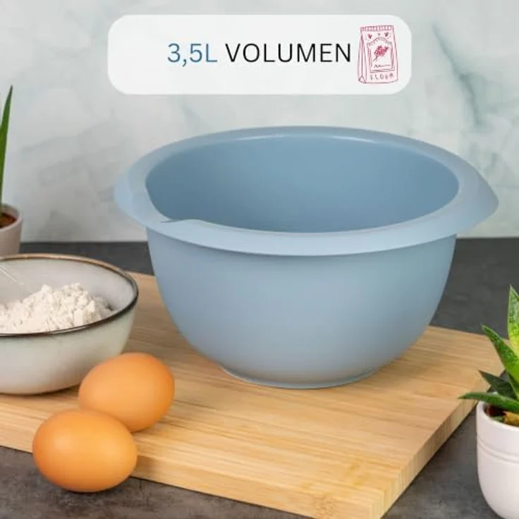 Westmark Rühr-/Backschüssel 3,5 l mit Ausgießer, Kunststoff, Blau, BPA-frei und rutschfester Unterseite – Bild 5