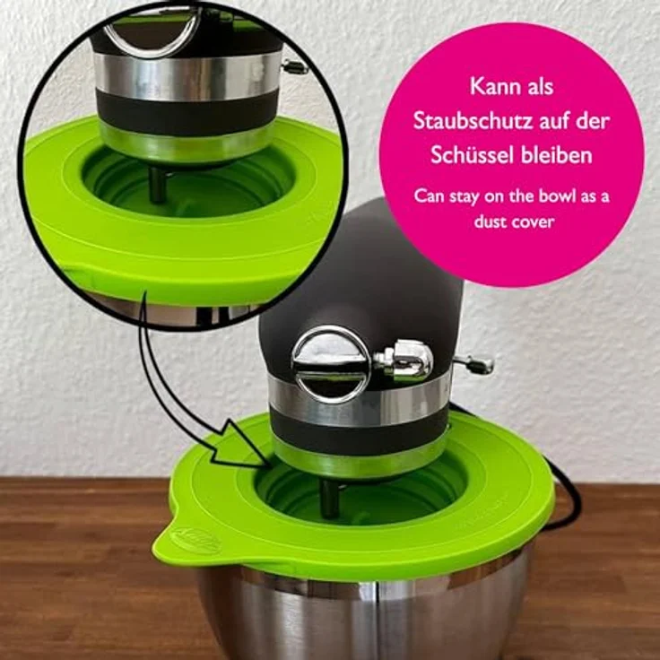 Kitty Professional Silikon Frischhaltedeckel Überzieher, spülmaschinenfest | Kompatibel mit Kitchen Aid mit Airlock-Ventil für 3l 4,3l 4,8l Rührschüsseln (pink) – Bild 2