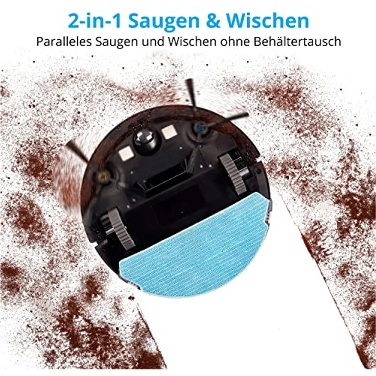 Medion S20 SW Saugroboter mit Wischfunktion, 100 min Akkubetrieb, schwarz-weiß – Bild 4