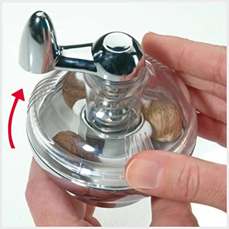 Westmark Muskatmühle und Muskatreibe mit Vorratsfläche, aus Kunststoff und rostfreiem Edelstahl, Silber/Transparent, 695722E6 – Bild 5