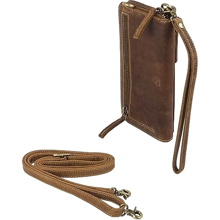 Greenburry Vintage 1569, Umhängetasche aus Leder mit RFID-Schutz, Braun – Bild 4