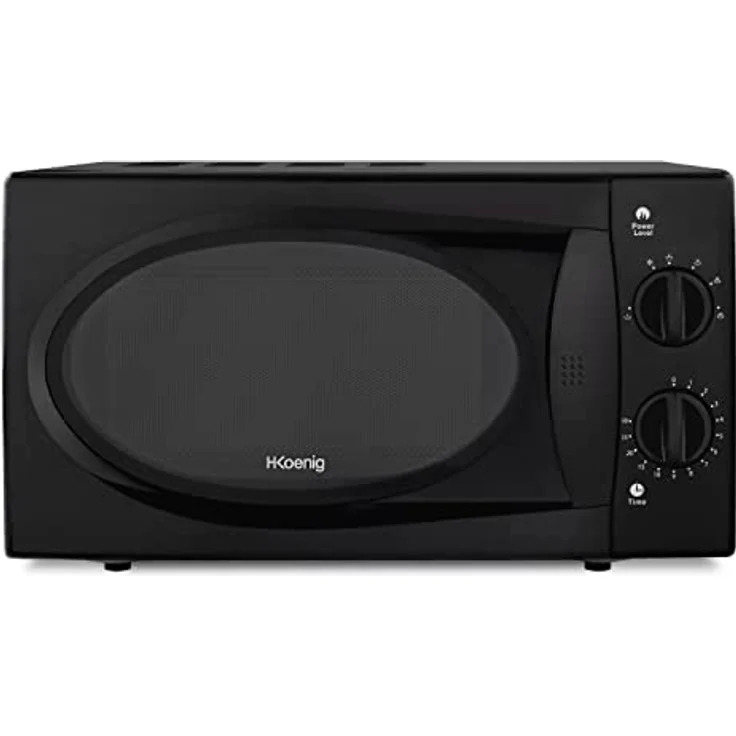 H.Koenig VIO6B Kompakte Mikrowelle, 20 l, Schwarz, leistungsstark 700 W, Drehteller 24,5 cm, Multifunktional, 5 Heizstufen und Auftaufunktion, Timer bis 30 Minuten, schnell, Arbeitsplatte – Bild 1
