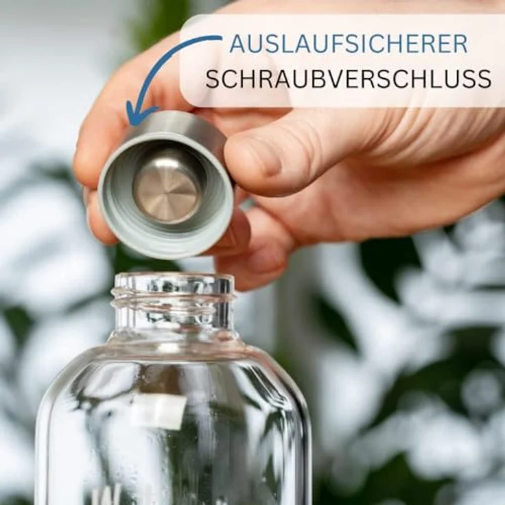 Westmark Trinkflasche, aus Glas mit Aufdruck, inkl. Schutzhülle, 550 ml, Glas-Silikon-Kautschuk, BPA-frei, Viva, Rot-Silber-Klar, 5272226R – Bild 6