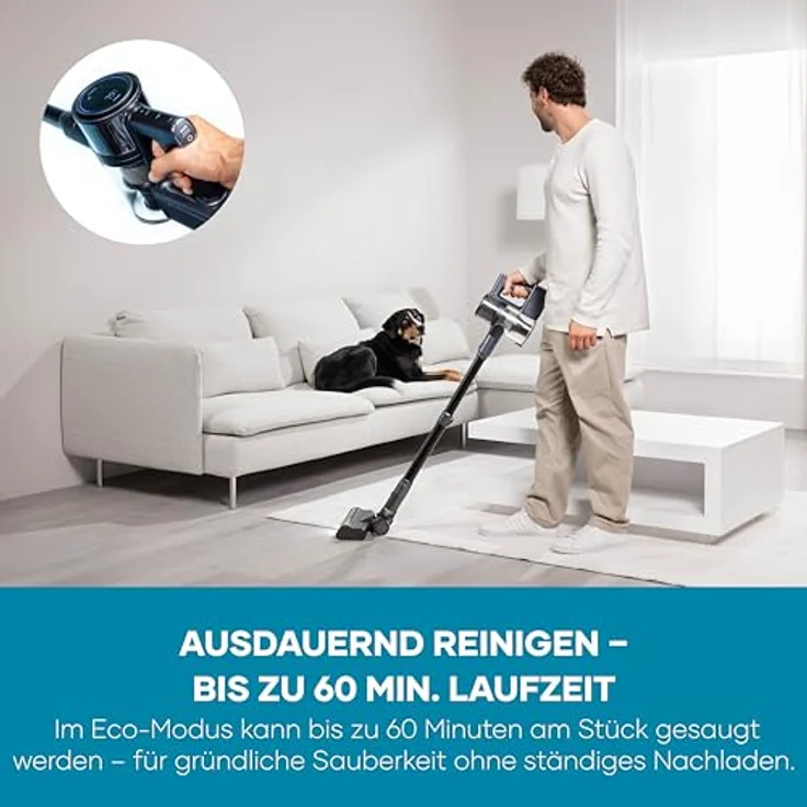 SEVERIN Kabelloser Akku Staubsauger S’Power Olymp Pro HV 7196, blaumetallic, 400 W Leistung, leichtes Design mit 2,02 kg – Bild 7