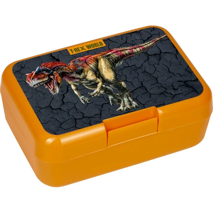 COPPENRATH DIE SPIEGELBURG Lunchbox Butterbrotdose T-Rex World Dino Dinosaurier Brotbox, Kunststoff, (Set, 2-tlg., 1), sehr stabile Ausführung, schwarz
