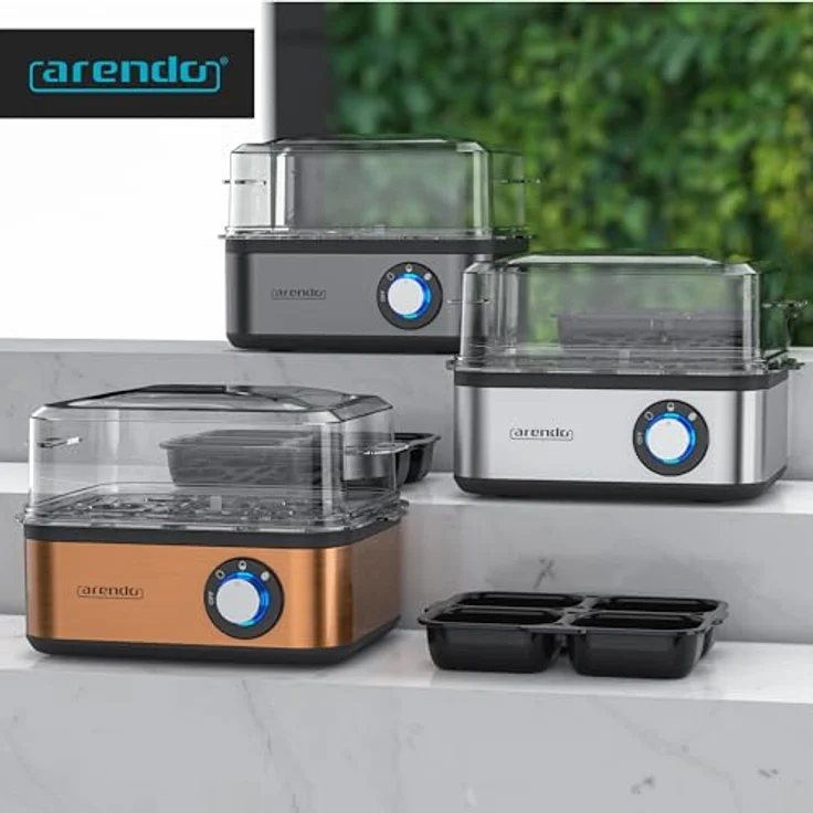 Arendo Eierkocher Edelstahl für 1 bis 8 Eier - Egg Cooker - 500 W ? Kontroll Leuchte ? Drehregler für drei Härtegrade - spülmaschinengeeignet | Cool Grey – Bild 7