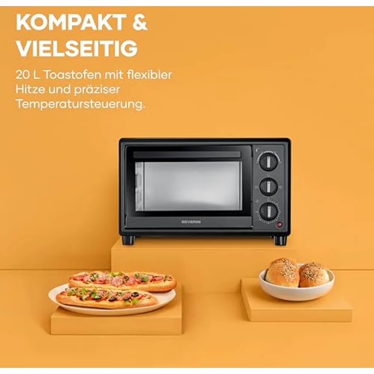 Severin TO 2078, Back- und Toastofen mit 20L, 230°C, 120Min. Timer, Ober- und Unterhitze, 1600W, schwarz – Bild 3