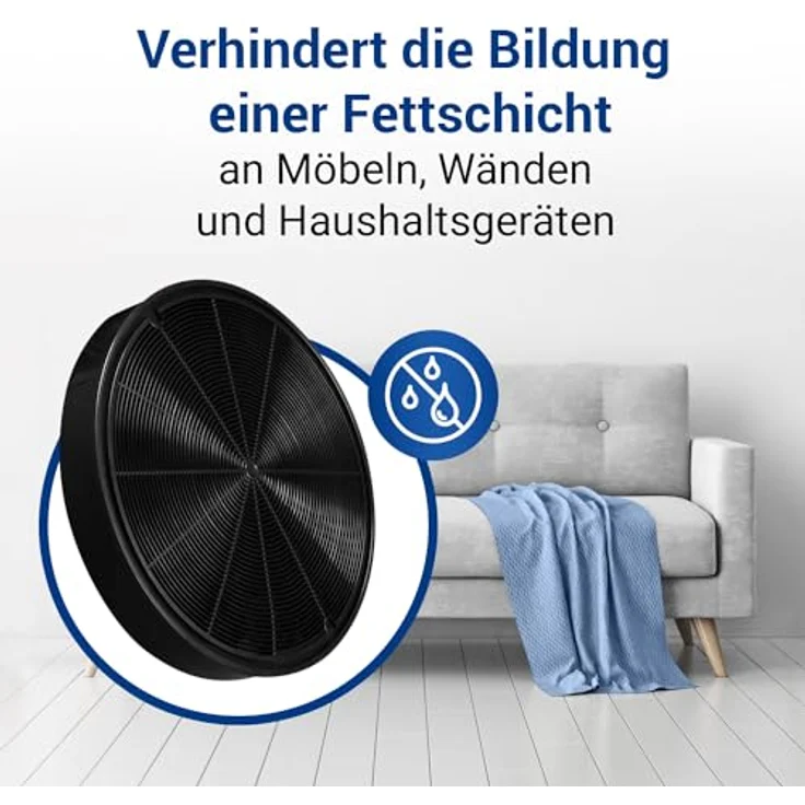 VIOKS 2x Aktivkohlefilter für Dunstabzugshauben, Rundfilter mit 196 mm Durchmesser, Ersatz für AEG, Bosch, Faber und Whirlpool – Bild 4