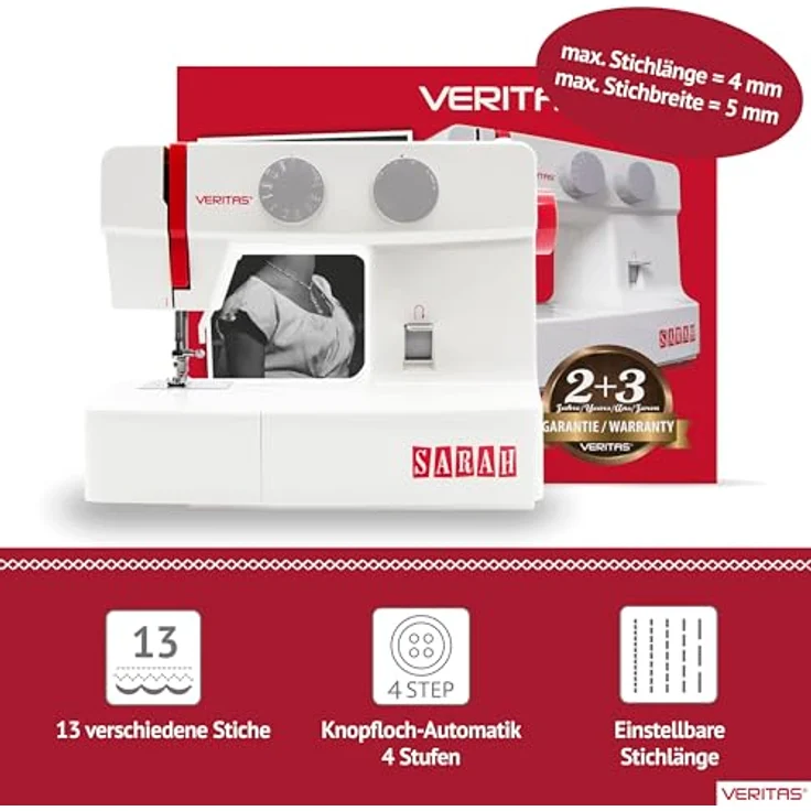 Veritas Sarah  Nähmaschine, weiß – Bild 4