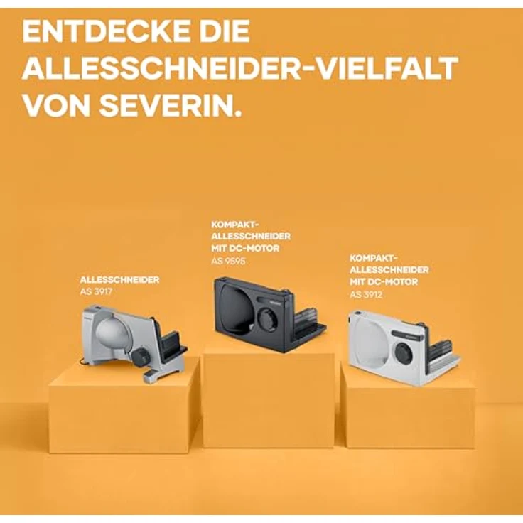 SEVERIN Kompakt Allesschneider AS 9595, DC Motor mit variablem Schnittstärken von 0-15 mm, platzsparendes Design – Bild 9