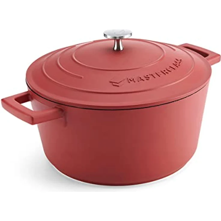 MasterClass Auflaufform mittelgroß, mit Deckel, 4 l/24 cm, leichter Aluminiumguss, Induktionsherd und ofenfest, rot – Bild 1
