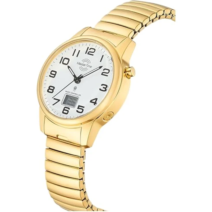Master Time MTLA-10947-12Z, Funk Quarz Damen Uhr Analog mit digitalem Datum, Edelstahl Armband, sportliches Design, Leuchtzeiger, Empfang DCF 77 – Bild 2