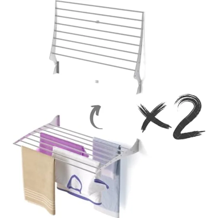 Foxydry Fold Wandwäscheständer, vertikaler Wäschetrockner aus Aluminium und Stahl, 80x50x57 cm, Grau (Grey)