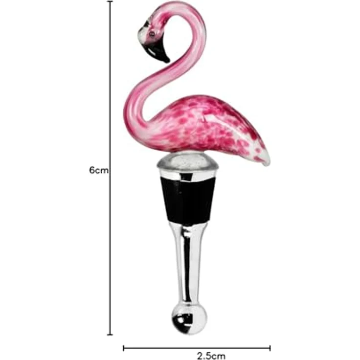 Flaschenverschluss Flamingo für Champagner, Wein und Sekt, Höhe 13 cm, Muranoglas-Art, Handarbeit – Bild 8