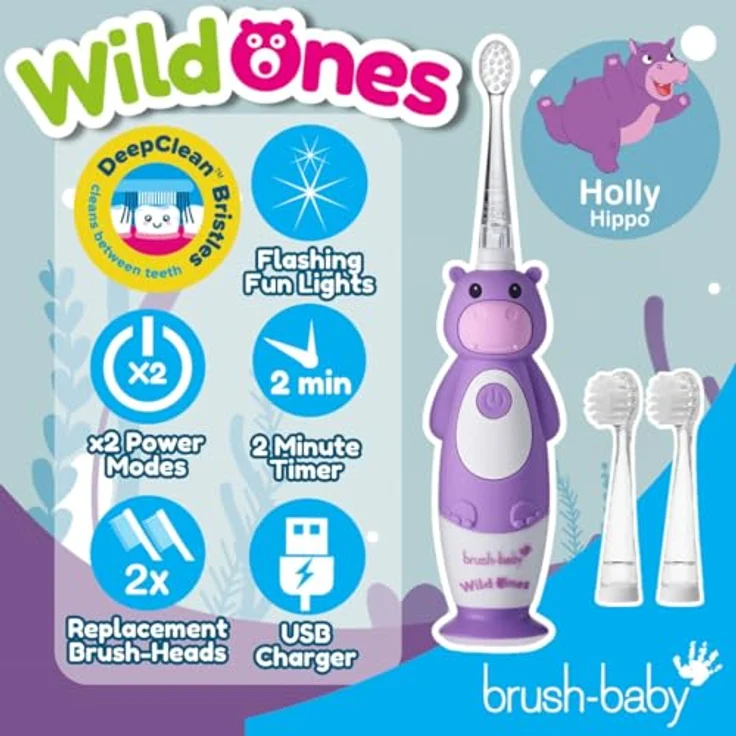 Brush-Baby, Elektrische Zahnbürste, WildOne mit mehrfarbigen Blinklichtern – Bild 2