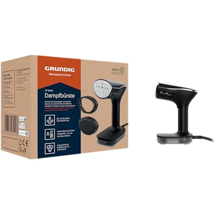 Grundig ST 8450 Dampfbürste, 2280 W, Keramikplatte, 30 g/Min. Dampfleistung, kompakt & ideal für Reisen