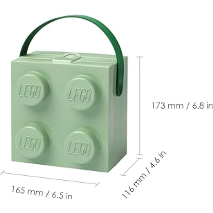 Room Copenhagen 40240005 Lego Brotdose mit Tragegriff Tragbare Aufbewahrungsbox, Sand Grün – Bild 5