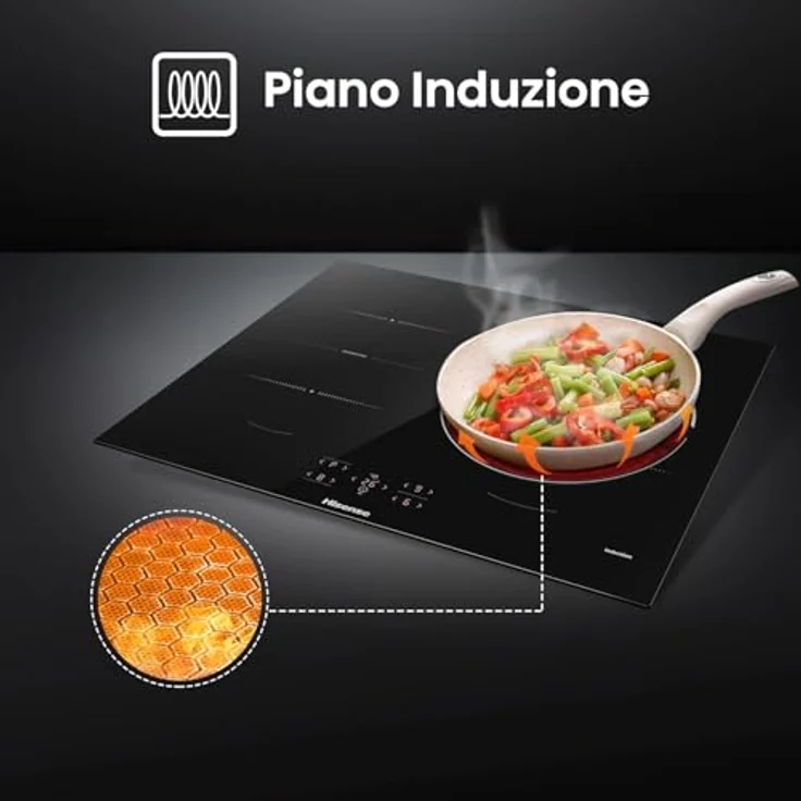 Hisense HI6421BSC, Induktionskochfeld 59,5 cm Schwarz, 4 Brenner mit Brückenfunktion und automatischer Topferkennung – Bild 3