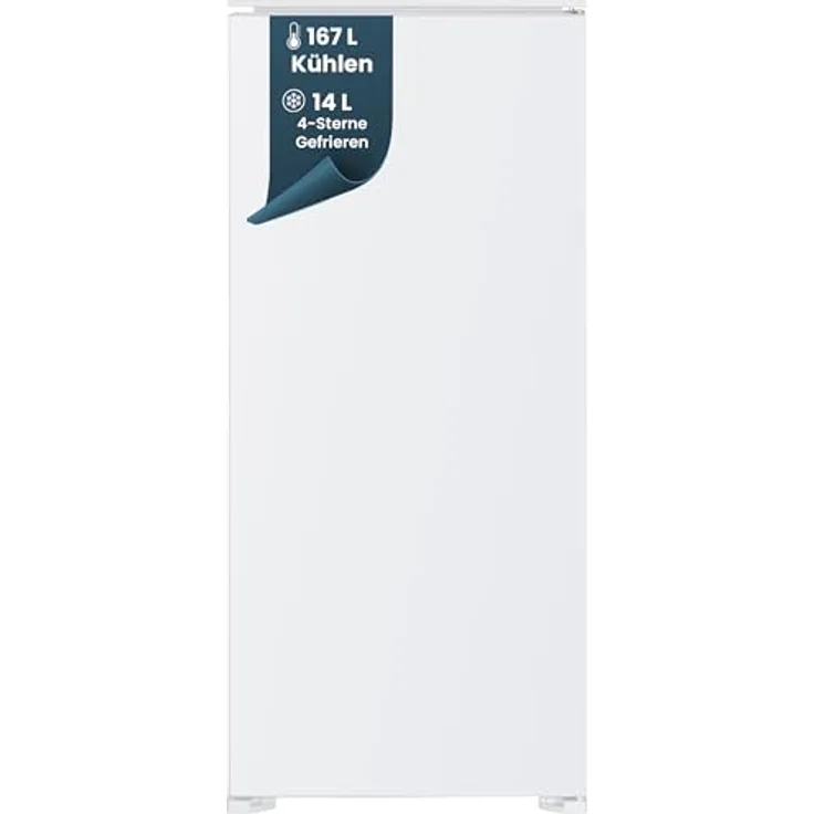 homeX CFB1811E Einbaukühlschrank mit Gefrierfach, 181 Liter, Schlepptürtechnik, LED-Beleuchtung, 39 dB, Energieeffizienzklasse E